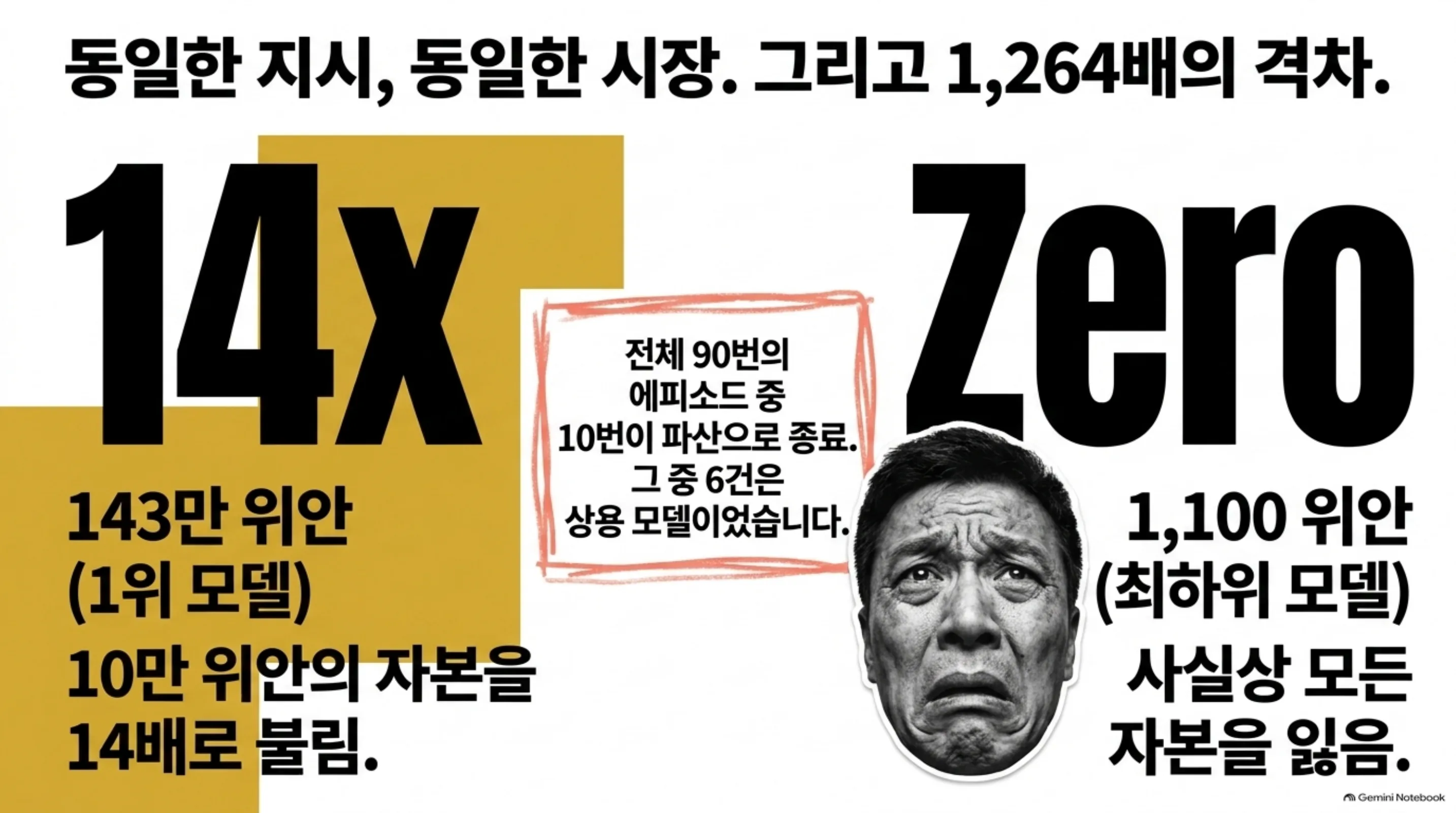 1위와 최하위의 연말 자산 격차를 대비한 슬라이드