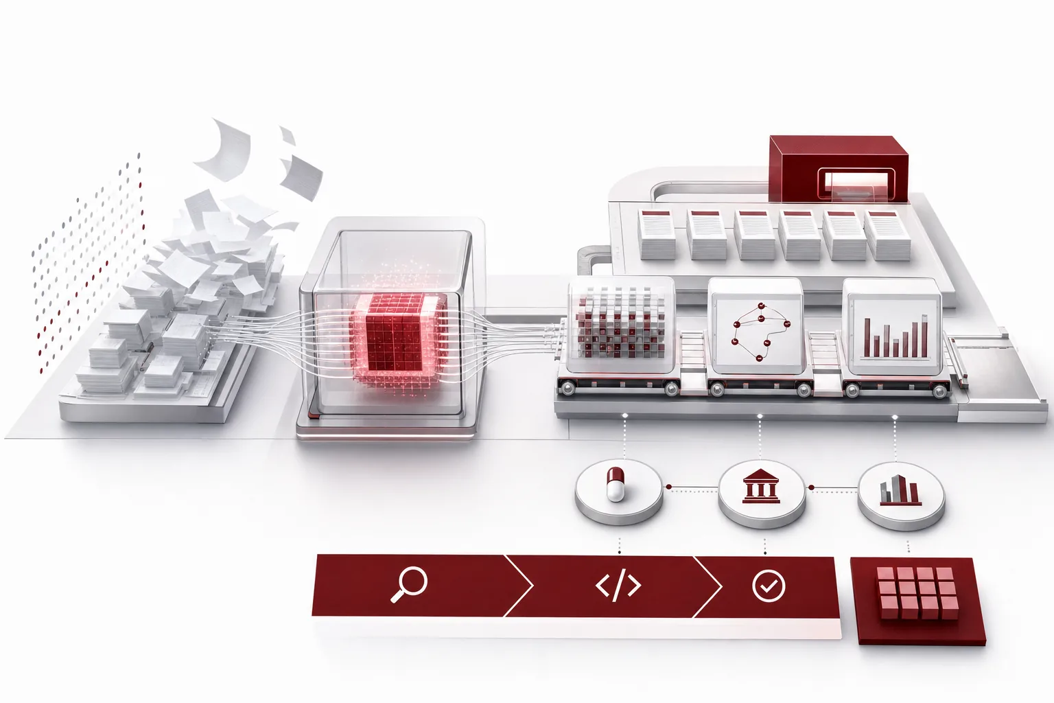 Illustration of the concept of the day AI learned division of labor on a factory floor