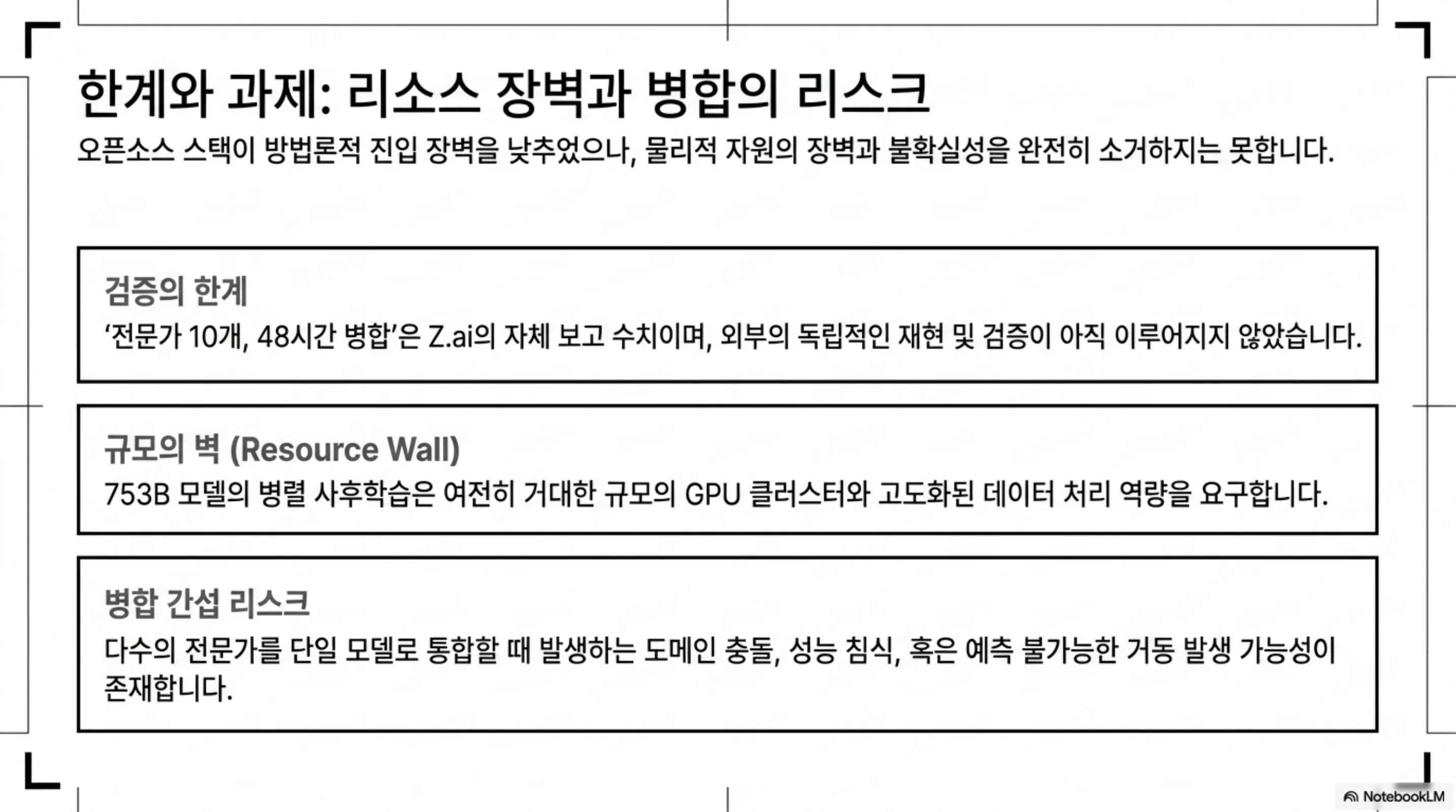한계와 과제: 리소스 장벽과 병합 리스크