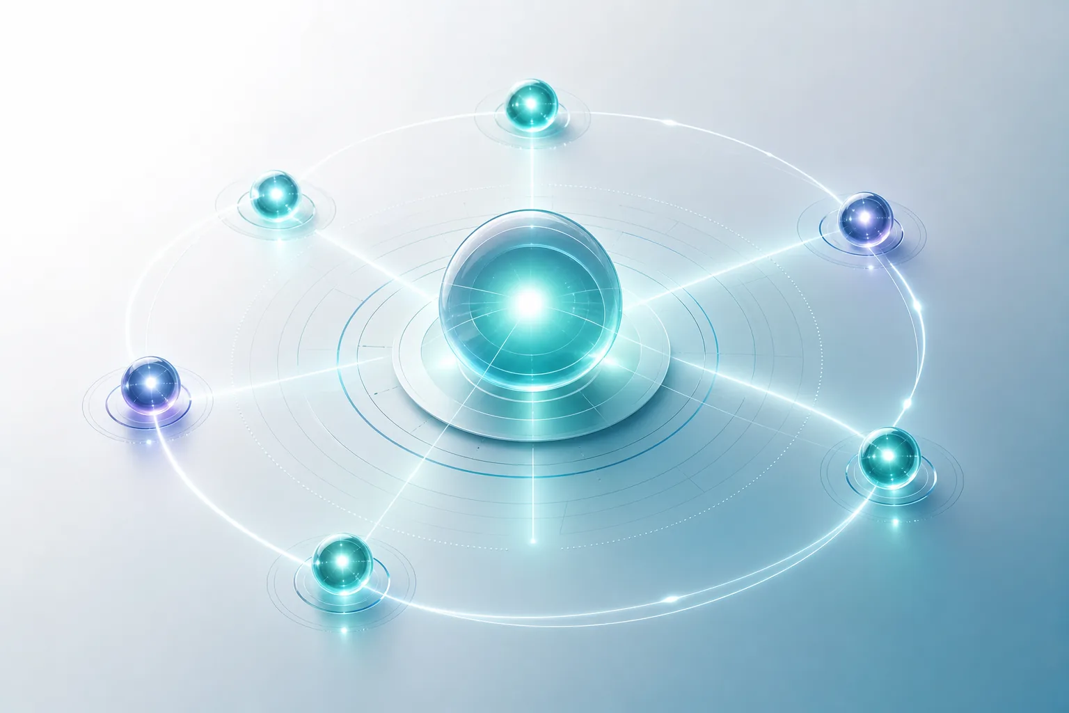 Several agents orbiting a single subject, exchanging plan, generate, and verify, evoking an orchestration structure