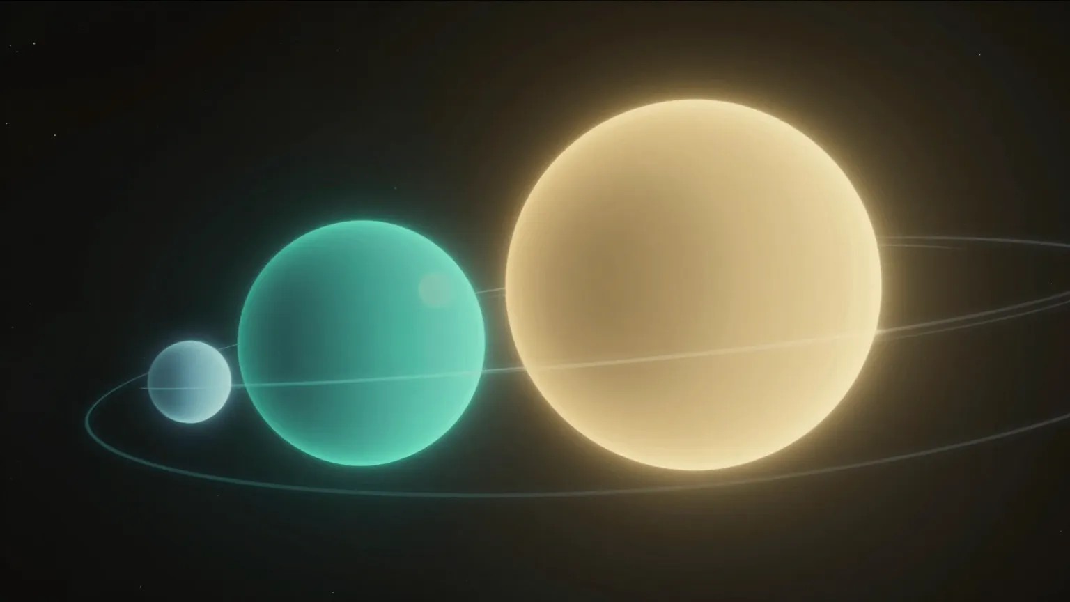 Abstract illustration of three orbiting concepts