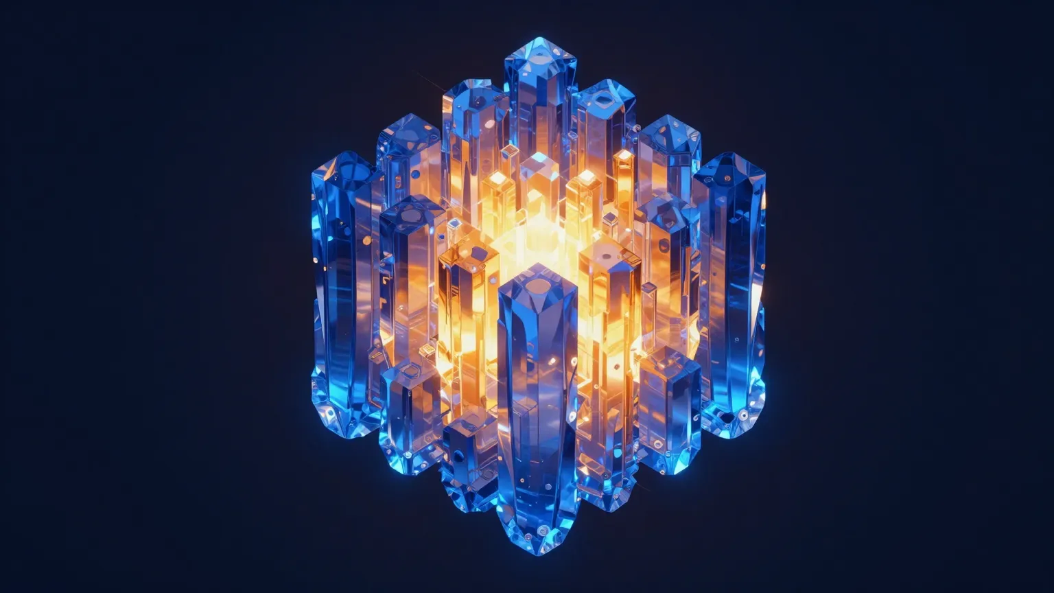 Abstract image of NVFP4 compression: a large crystalline structure collapsing into a bright core