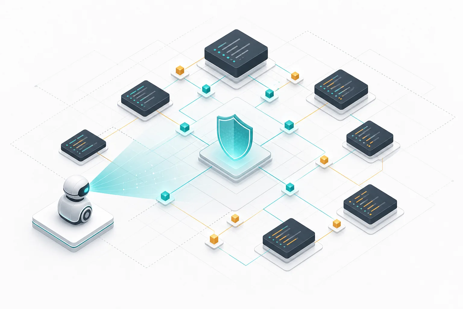 OpenVuln의 자율적 코드 감사를 형상화한 추상 이미지