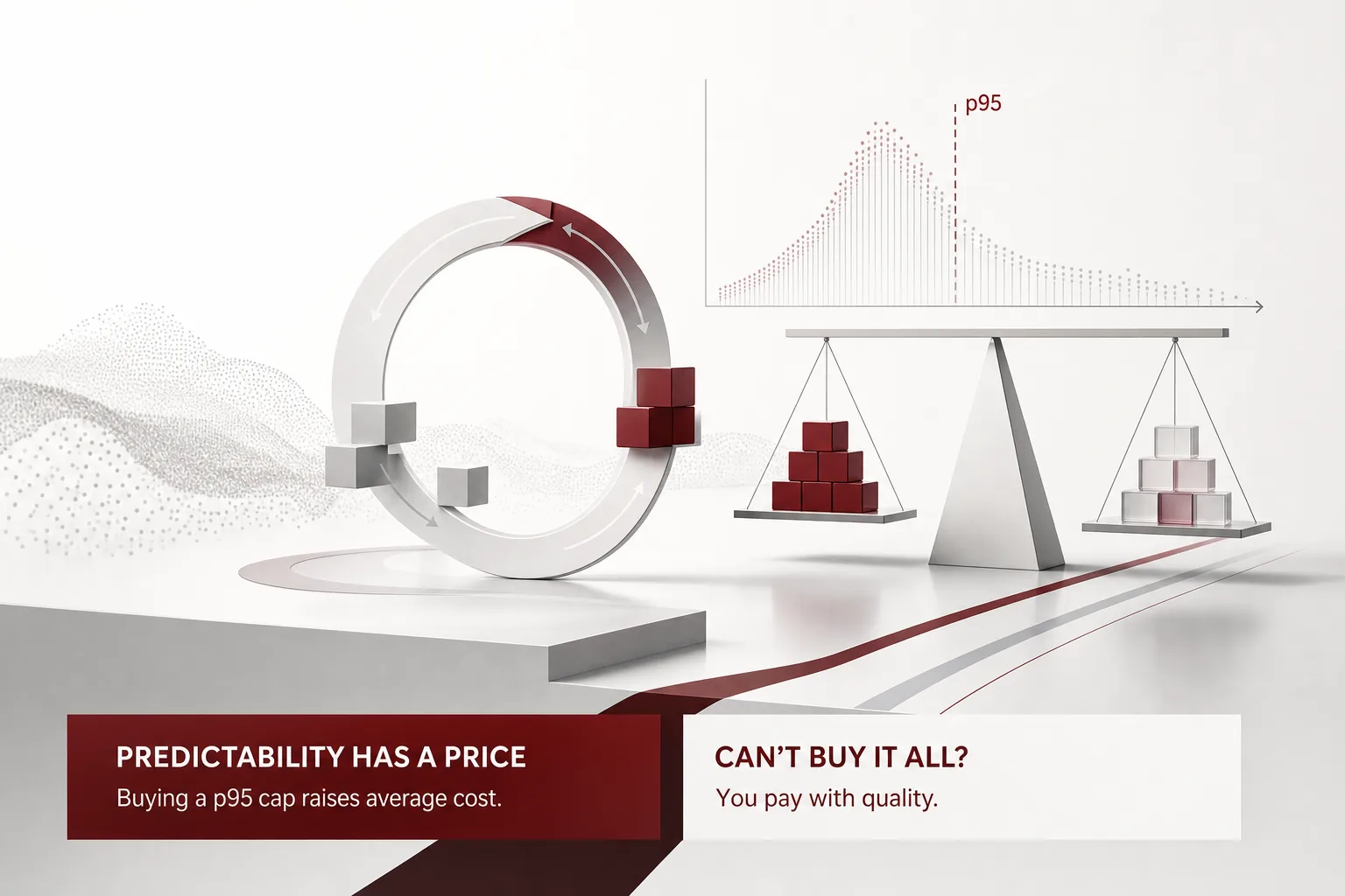 Illustration of the core idea of The Predictability Tax: The Price of Holding a p95 Cap in Unattended Agent Loops