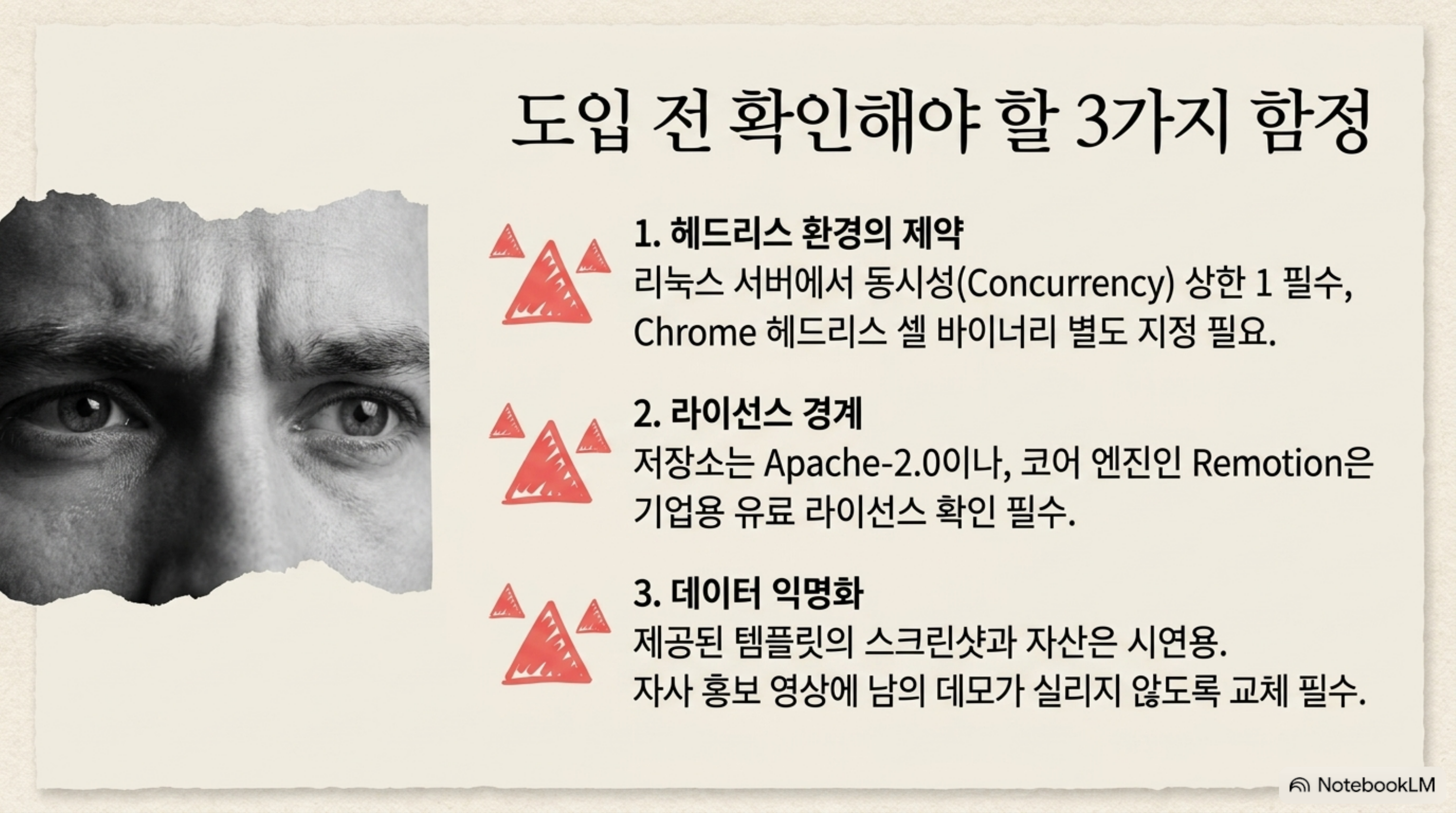 도입 전 확인해야 할 세 가지 함정: 헤드리스 제약, 라이선스 경계, 데이터 익명화