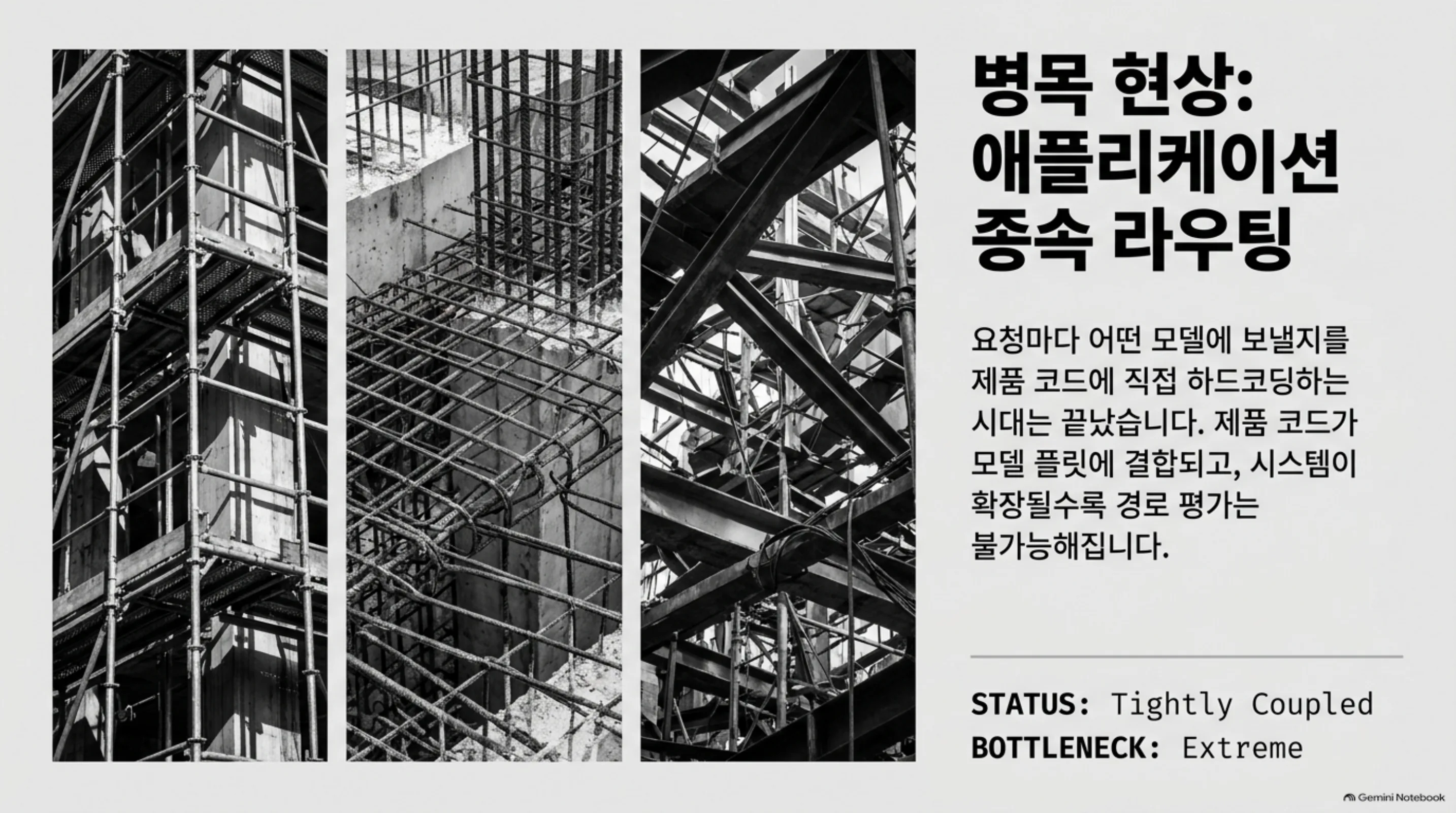 vllm-sr-decision-2-0 슬라이드: 병목 현장, 애플리케이션 종속 라우팅