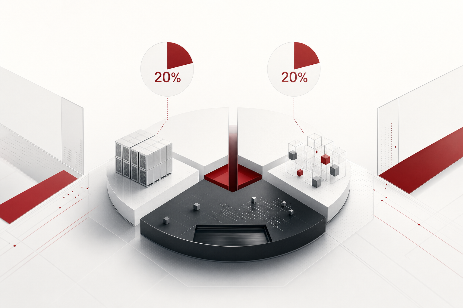 짓는 사람, 가진 사람, 쓰는 사람이 갈라졌습니다: 20%라는 숫자가 두 번 나온 날 개념을 형상화한 이미지